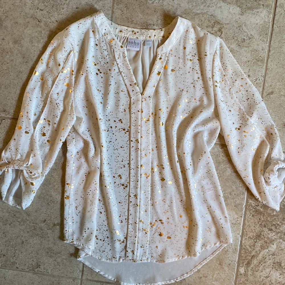 NY & Co Beautiful blouse with gold detail, 3/4 sleeves